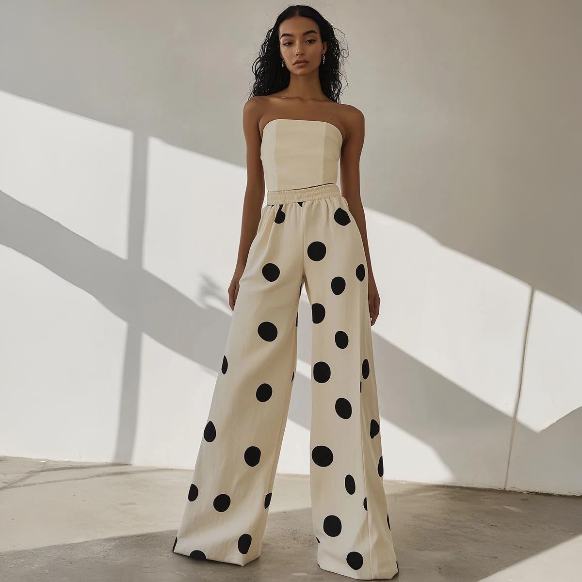 Roserta Polka Dot Linen Pants